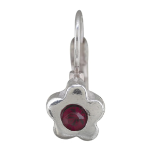 Pendiente plata chapado"Flor2" Swarovski rojo