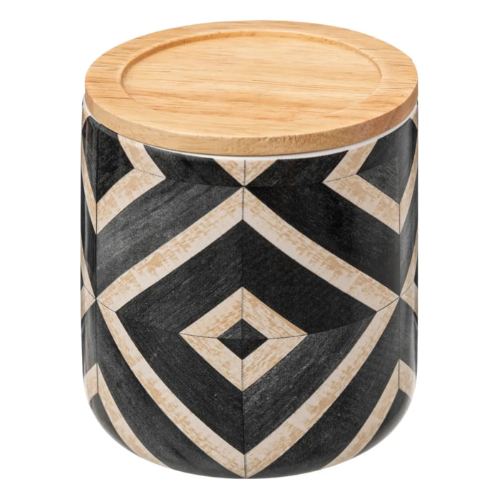 Pot à cotons noir et beige "Canvas"
