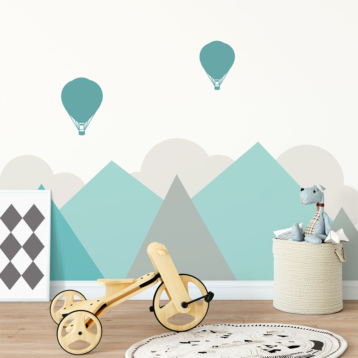 Stickers muraux enfants - Décoration chambre bébé - Autocollant Sticker mural géant enfant montagnes scandinaves OSLO