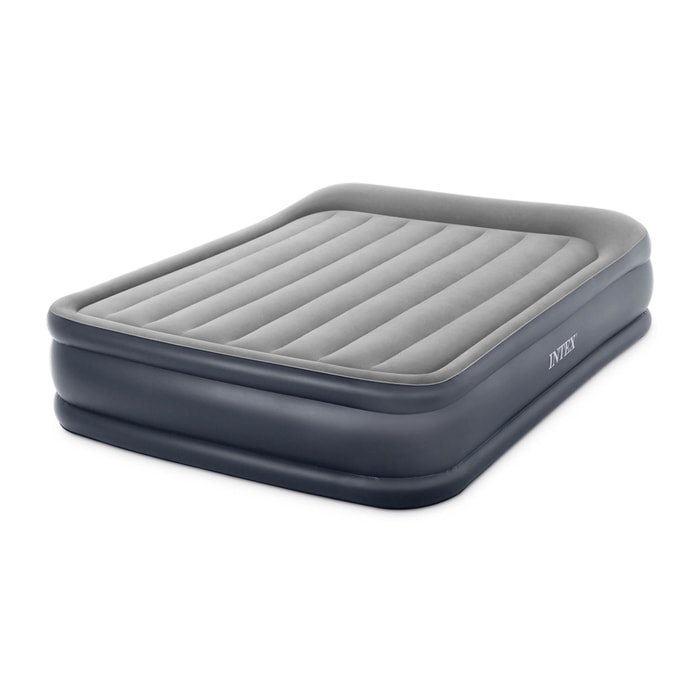 Intex Materasso Gonfiabile Dura-Beam Pillow Rest Deluxe Matrimoniale, Bicolore, con Pompa Elettrica Incorporat