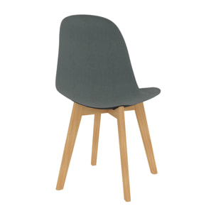 Lot de 2 chaises gris foncé et pieds en bois de hêtre - Yolo