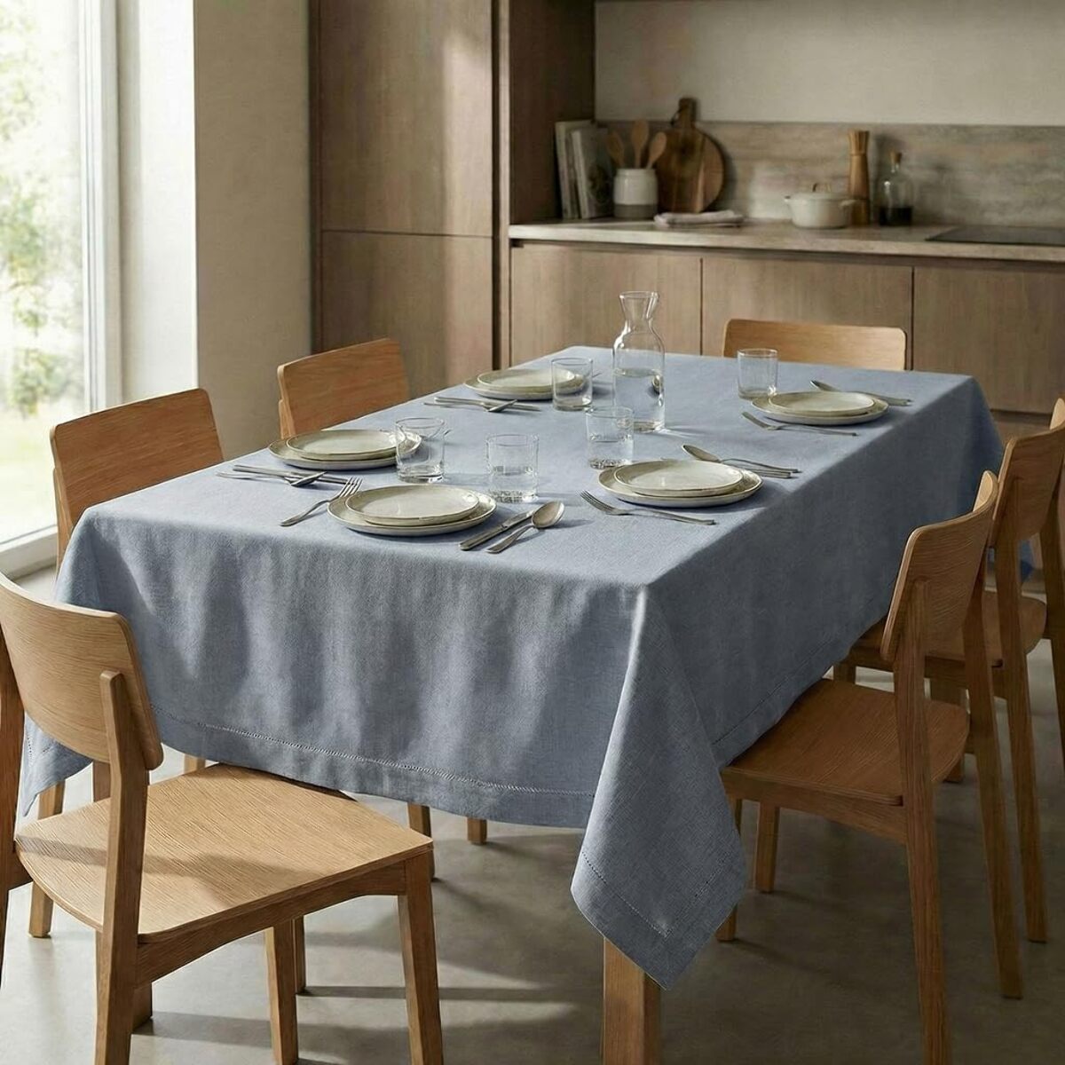 Tovaglia ajour in cotone - BLU MELANGE