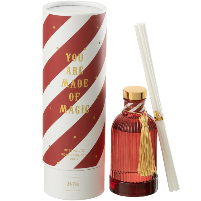 J-Line bâtonnets parfumés Magic - Rose Waltz - verre - blanc/corail - small