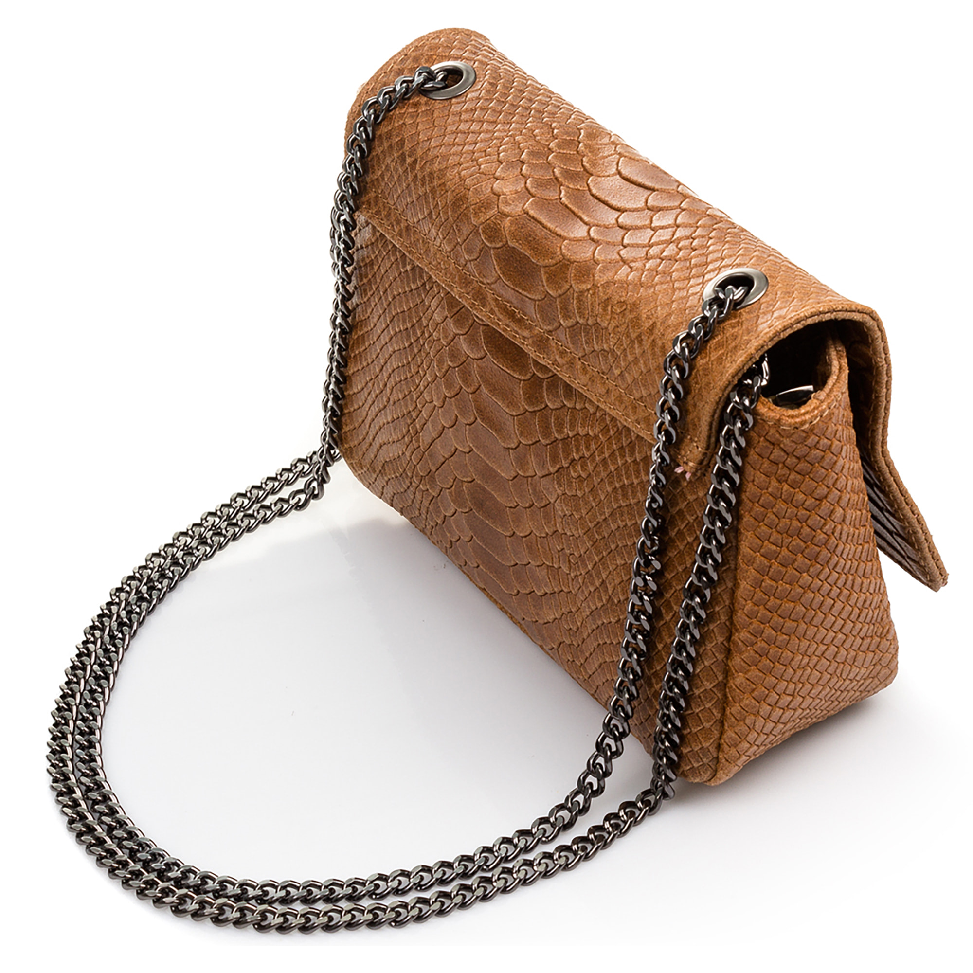 Dalida Borsa a tracolla Donna.Pelle autentica Camoscio Incisione Serpente