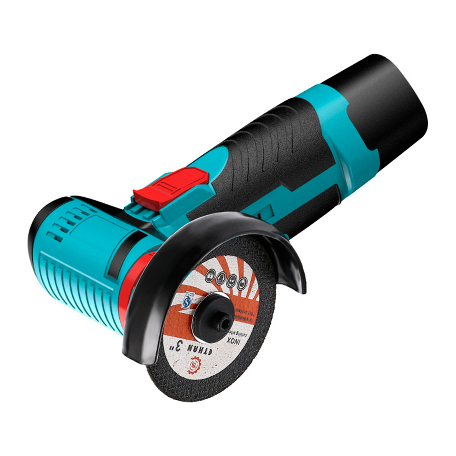 Radial angular 12V con 200W de potencia y doble batería de 13000mAh.