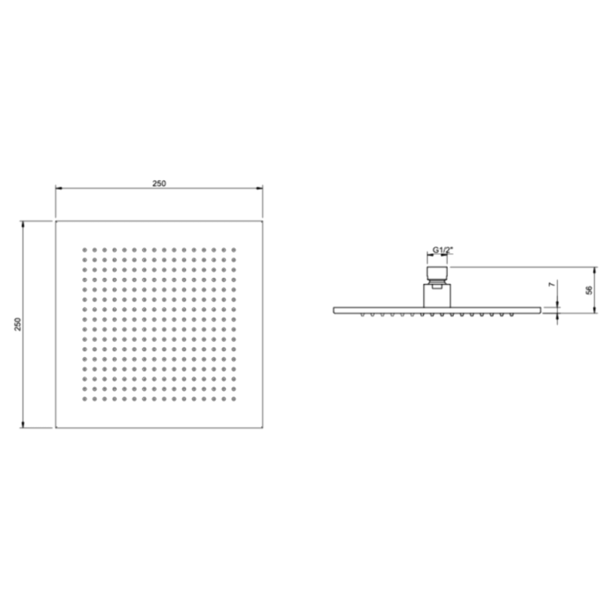 Douche de tête Universal rectangle Or brossé