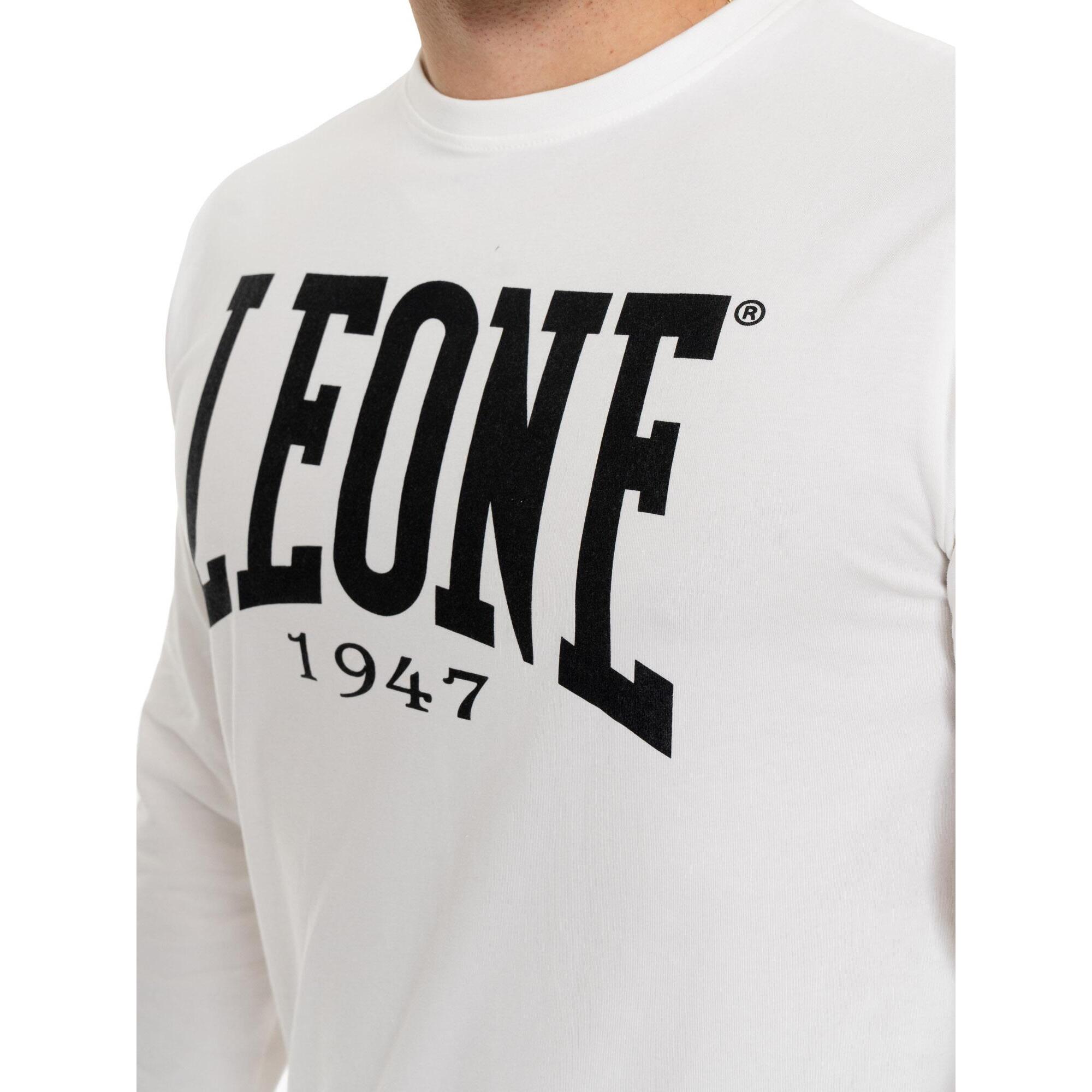 Camiseta de algodón elástico de manga larga con logo grande "Basic" para hombre