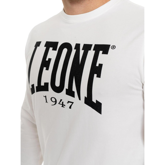 Camiseta de algodón elástico de manga larga con logo grande "Basic" para hombre