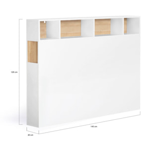 Tête de lit Léo blanche avec rangements 145cm