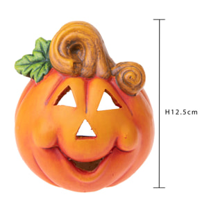 Zucca porta Candela 9,5Dxh12,5 Cm - Pezzi 6 - 9,5X12,5X9cm - Colore: Arancio - Bianchi Dino - Halloween, Streghe