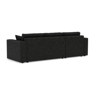 Topaze - canapé d'angle réversible 4 places convertible avec coffre en simili - Noir