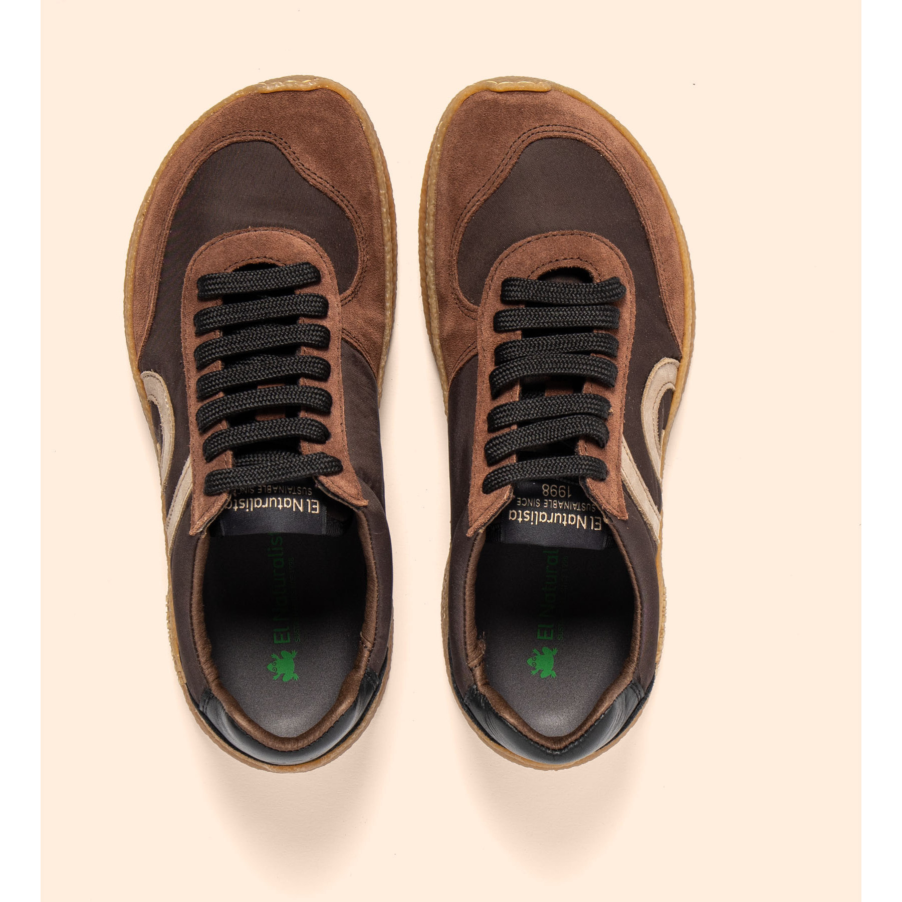 Zapatos N5435A MULTI MATERIAL BROWN-BLACK/OROEL color Brown-black