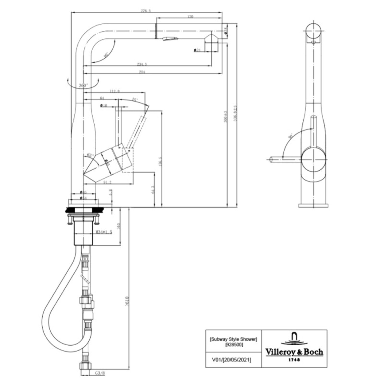 Robinet cuisine VILLEROY ET BOCH Subway Style Shower