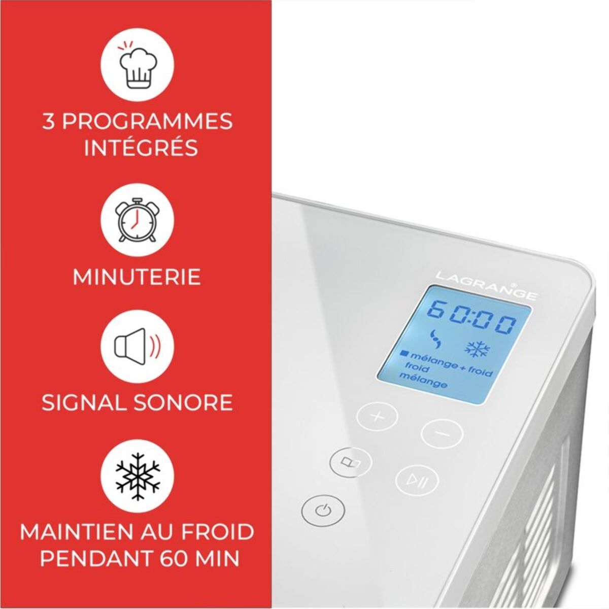 Turbine à glace LAGRANGE Glaces Pro 2L double cuve 419022