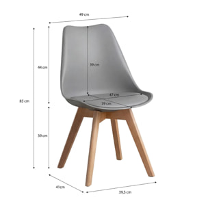 Pack 4 sillas de comedor en gris 83x49 cm Beench Gris