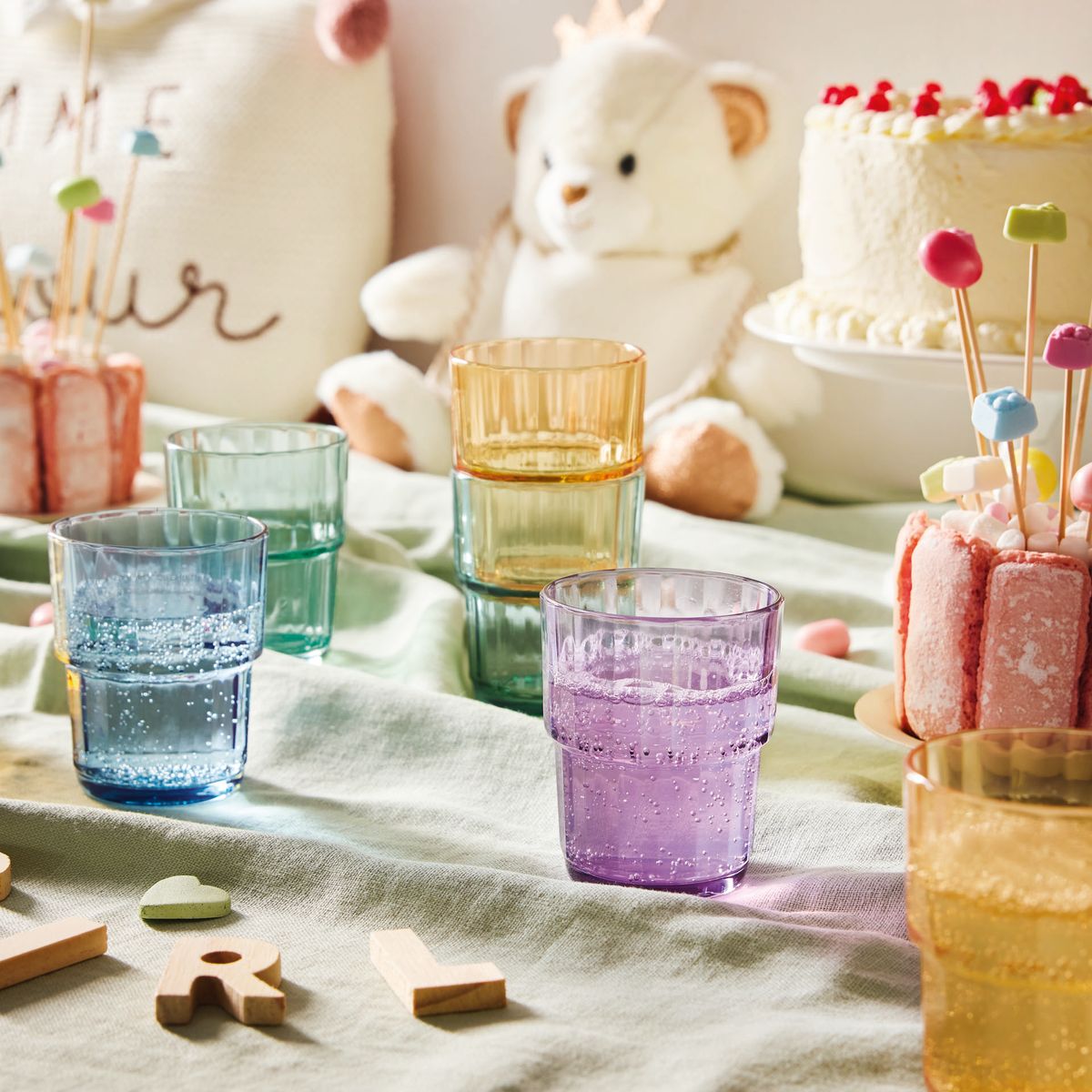 Set di 12 bicchieri da acqua 25 cl in vetro colorato Sweetie Pie - Luminarc