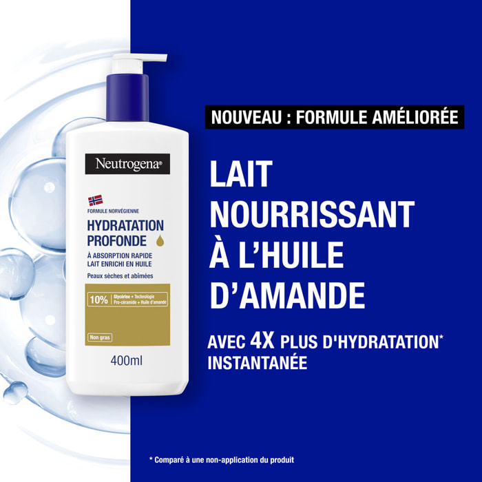 Hydratation Profonde 72h - NEUTROGENA® Lait Corps Enrichi en Huile 400 ml