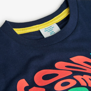 Camiseta niño estampada, mangas cortas, azul marino, 348083