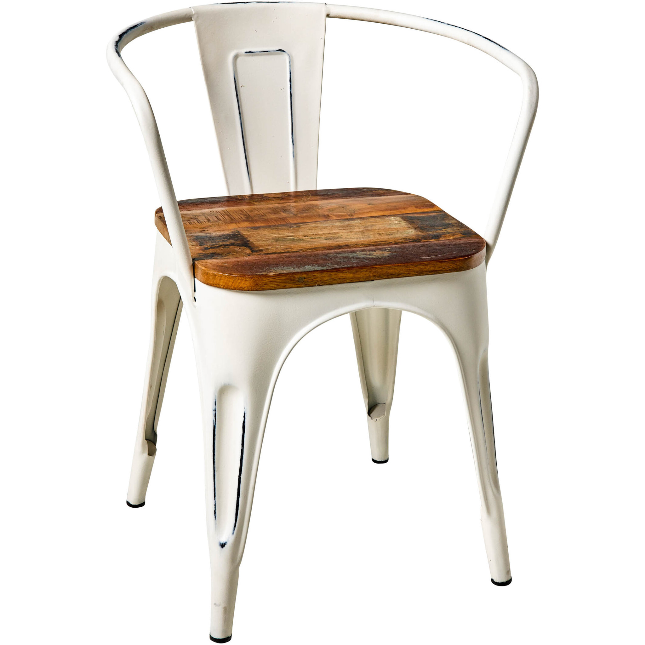 XILOT - SEDIA CON BRACCIOLI IN METALLO CHIARO E SEDUTA IN LEGNO - misura 38x38x70 - SET 2 pezzi