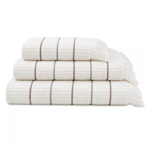 Drap de bain pur coton 580 g/m² tissé teint rayé violet Farniente violine