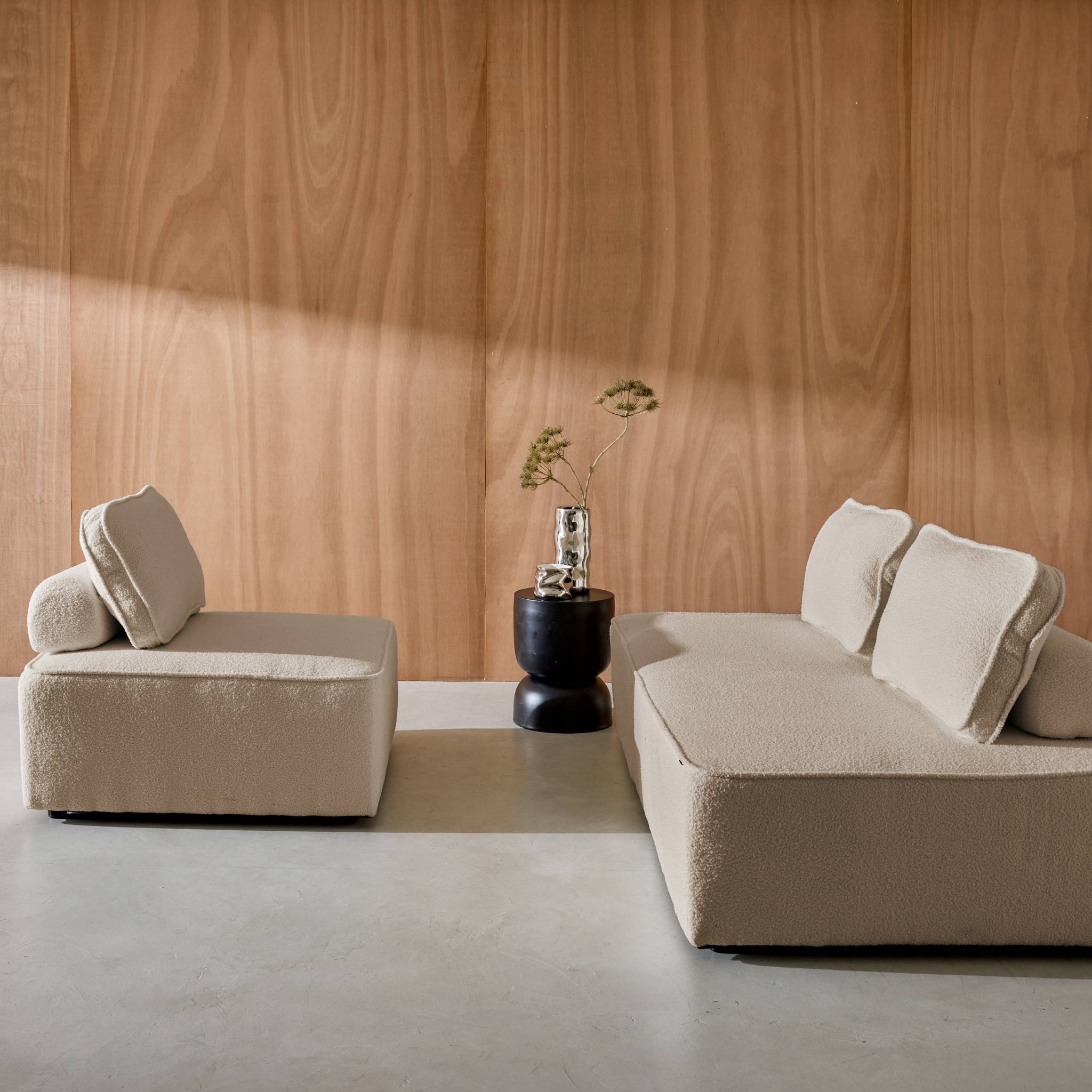 Ensemble chauffeuses pour canapé modulable 3 places bouclette beige - Bao