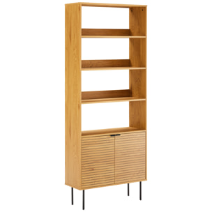 Bibliothèque en bois 4 étagères et 2 portes STINNA