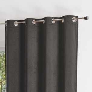Rideau uni en suédine  - Effet daim et velours - Gris anthracite