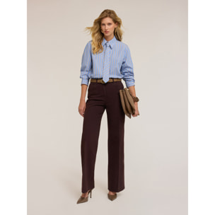 Motivi - Camicia a righe con cravatta strass - Azzurro