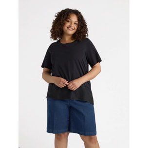 Fiorella Rubino - Camiseta boxy en dos tejidos - Negro