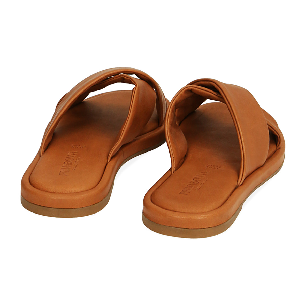 Chanclas de piel coñac