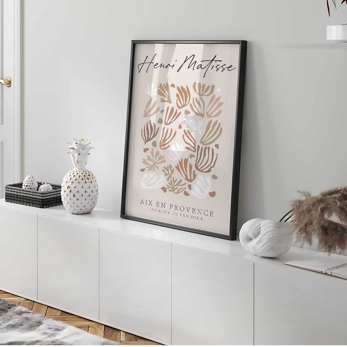 Affiche encadrée feuilles abstraites matisse Affiche + cadre en métal - Noir