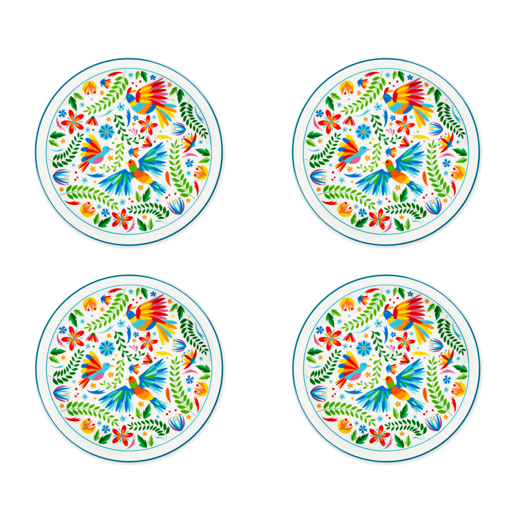 Set 4 Piatti Pizza Excelsa – Mexican Flowers, Porcellana Multicolore