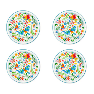Set 4 Piatti Pizza Excelsa – Mexican Flowers, Porcellana Multicolore