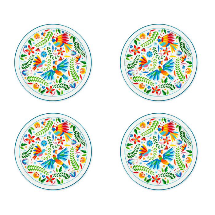 Set 4 Piatti Pizza Excelsa – Mexican Flowers, Porcellana Multicolore