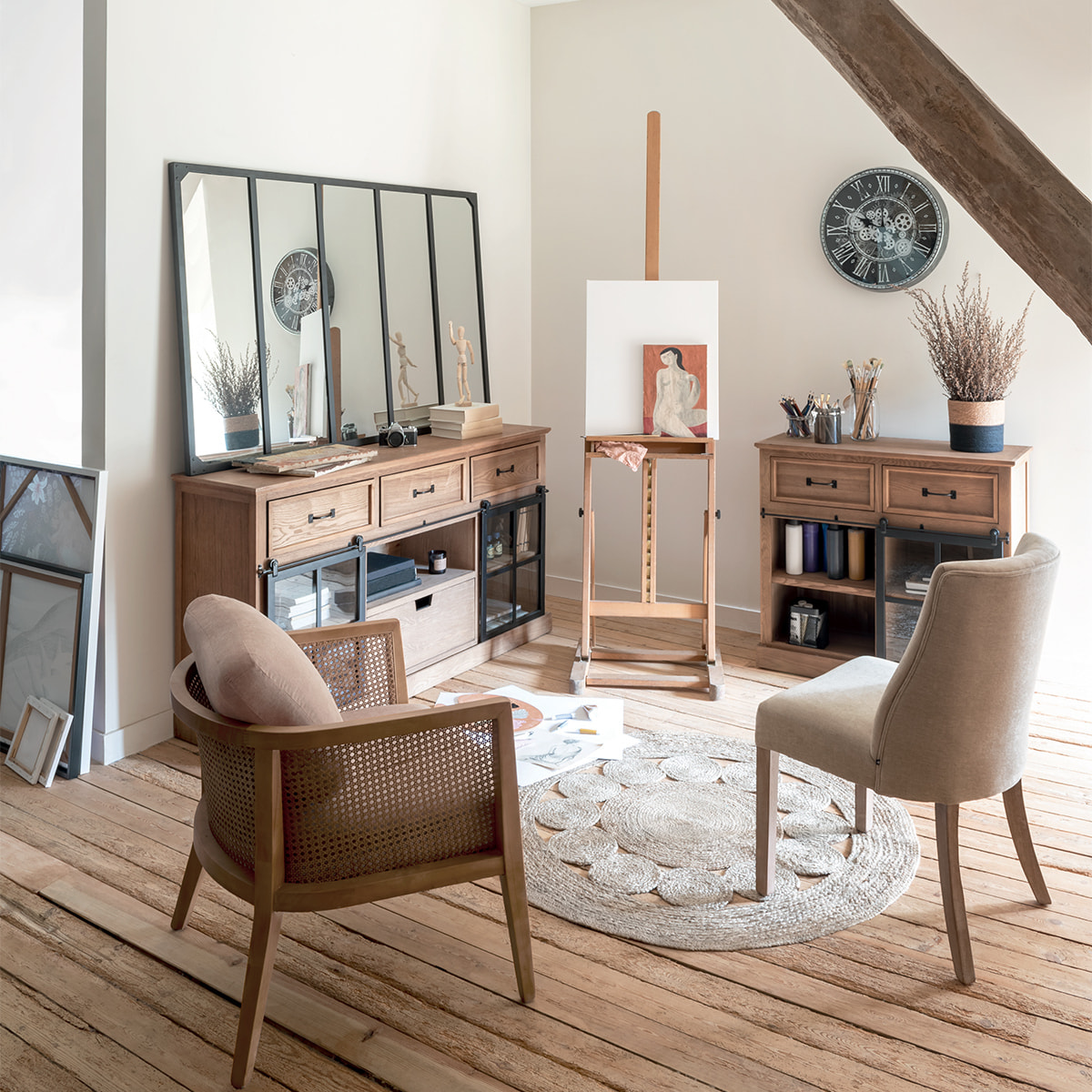 Buffet 1 porte "Danik" - bois & verre trempé