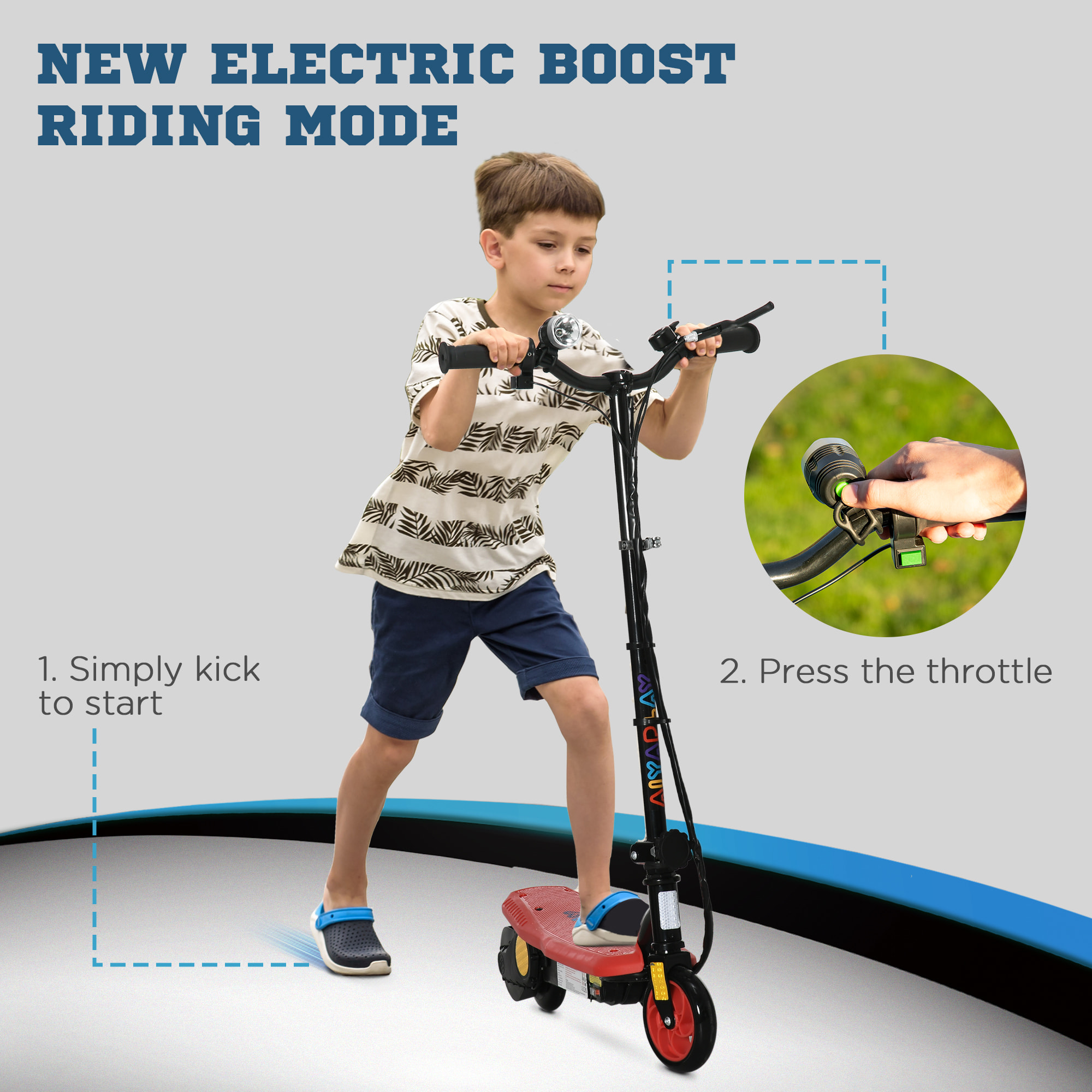 Trottinette électrique 120 W pliable pour enfant 7-14 ans 12 Km/h max. autonomie 10 Km max. rouge