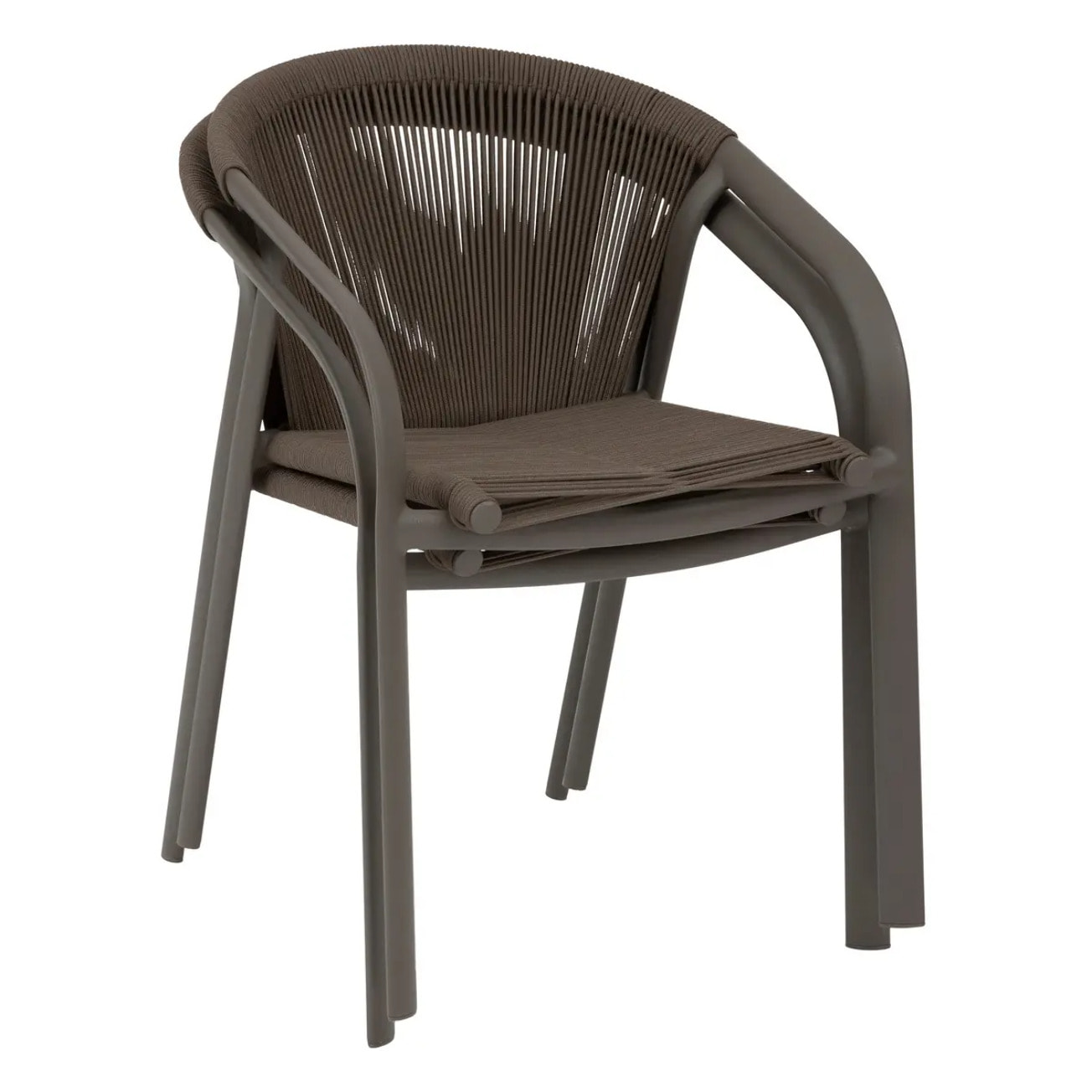 Fauteuil de jardin empilable "Riu" vert wengé & praliné en aluminium traité en epoxy