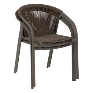 Fauteuil de jardin empilable "Riu" vert wengé & praliné en aluminium traité en epoxy