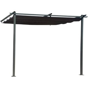Pergola adossée avec toit rétractable - 3 x 3 m - Gris anthracite