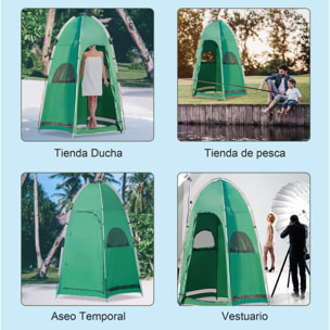 Outsunny Tienda de Ducha Portátil Tienda de Privacidad Emergente 122x122x213 cm UPF30+ Cambiador para Camping WC Inodoro Senderismo Verde