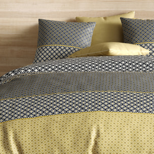 Parure housse de couette 3pcs avec taies oreiller 100% coton 57fils beho