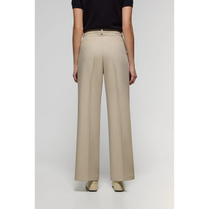 Pantalón ancho de vestir beige con detalles Polo Club