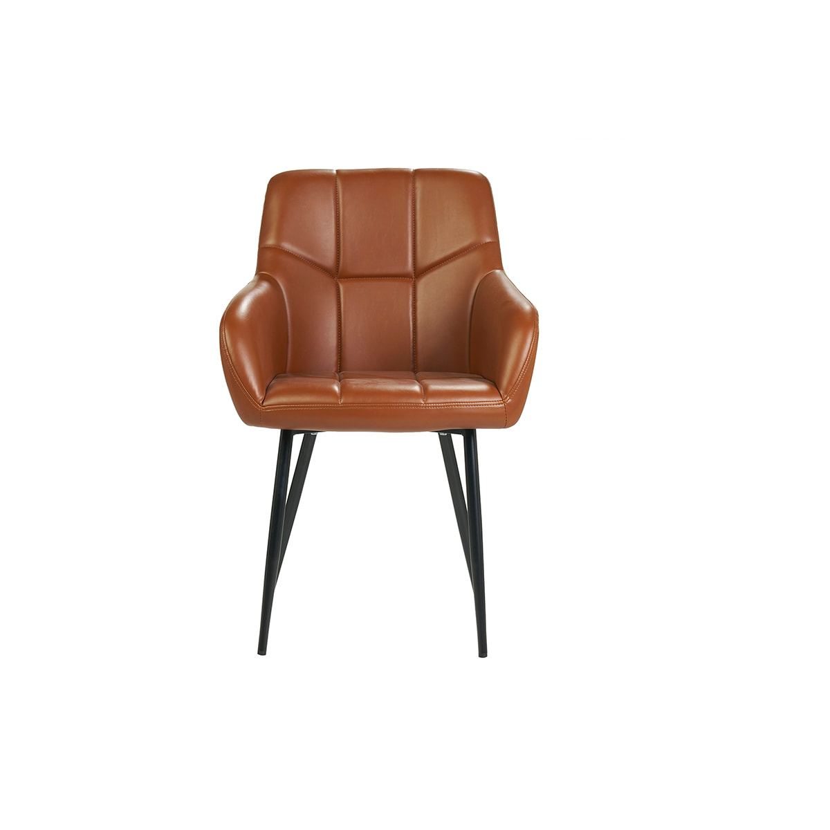 Chaises matelassées marron et métal noir (lot de 2) MONTERO