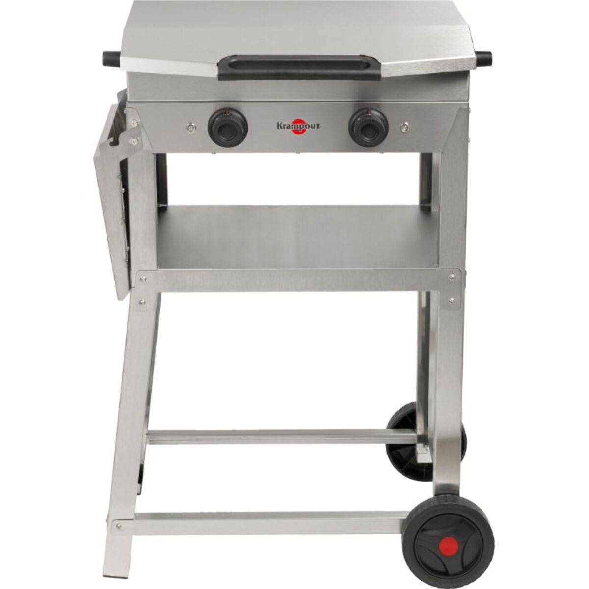 Plancha électrique KRAMPOUZ KOMBI DOUBLE inox sur chariot, 60x40 cm avec capot