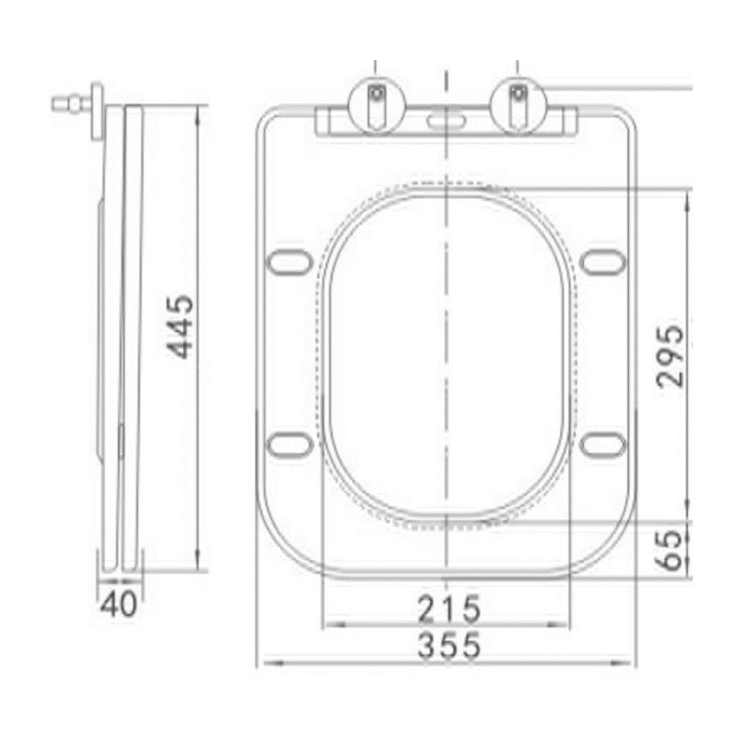 Infinitio Abattant de WC rectangulaire, Avec frein de chute, Noir (SATINFP12BKM)