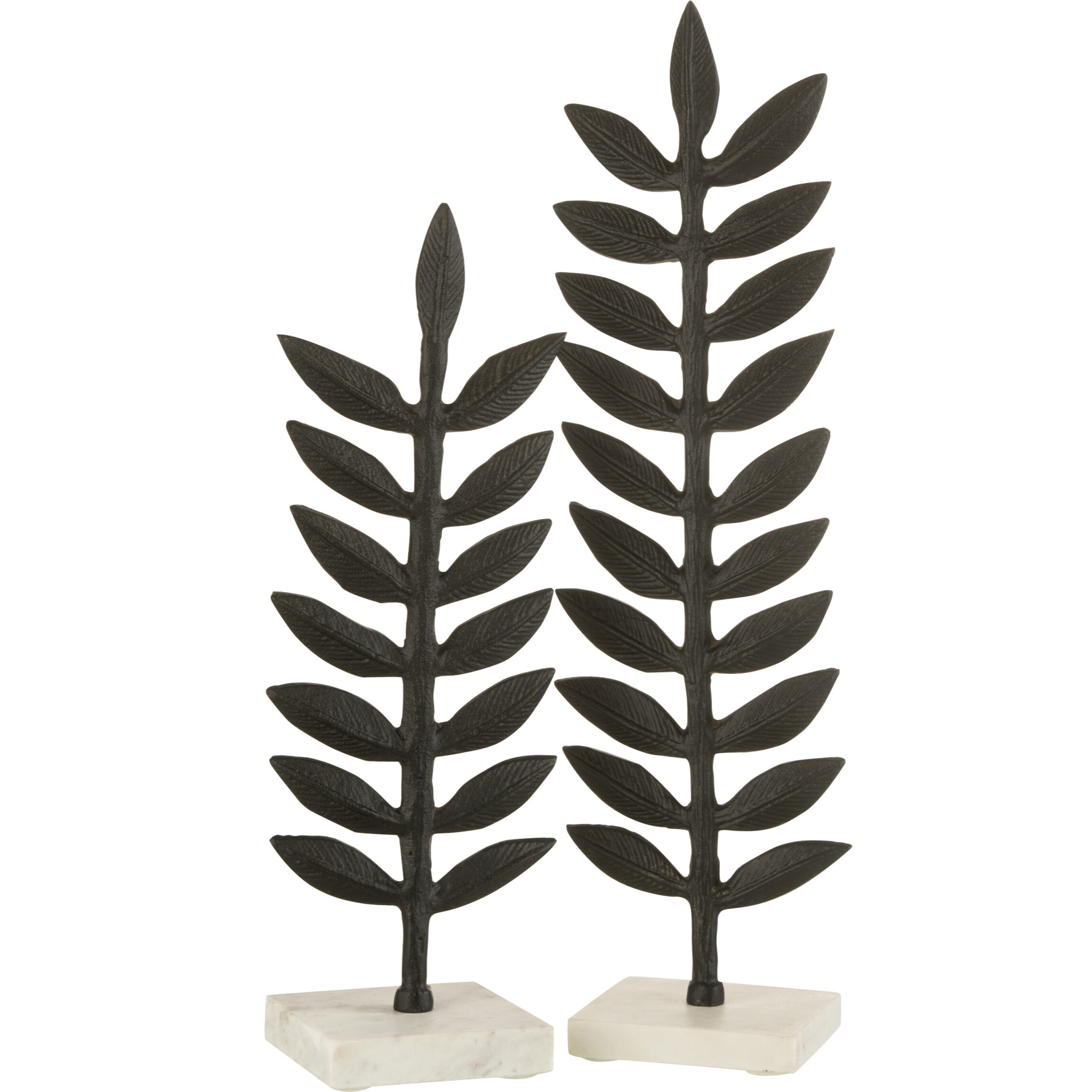 J-Line Statue Feuille Decorative Aluminium/Marbre Noir/Blanc Large