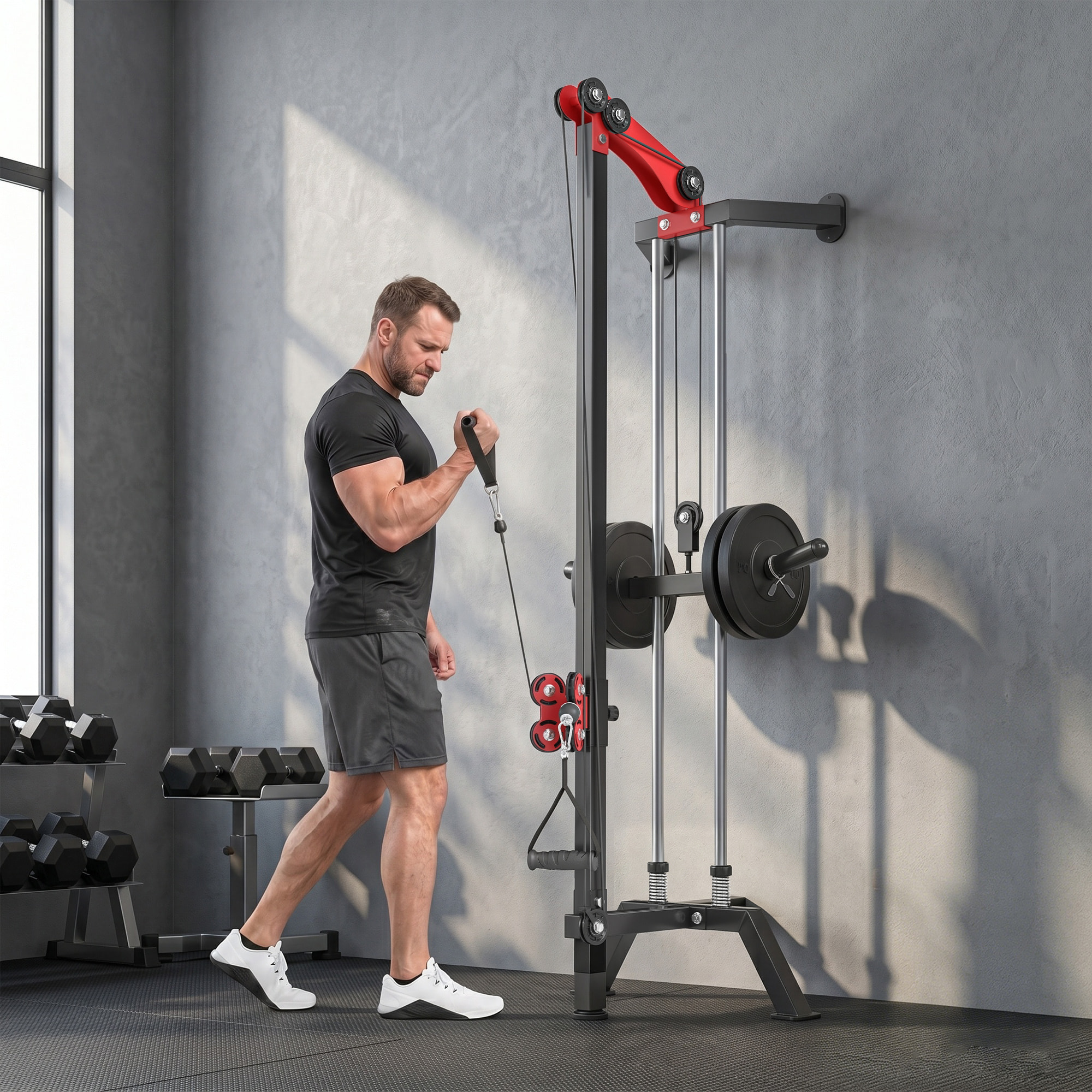 Machine à poulie musculation réglable 16 positions contrepoids max. 60 Kg