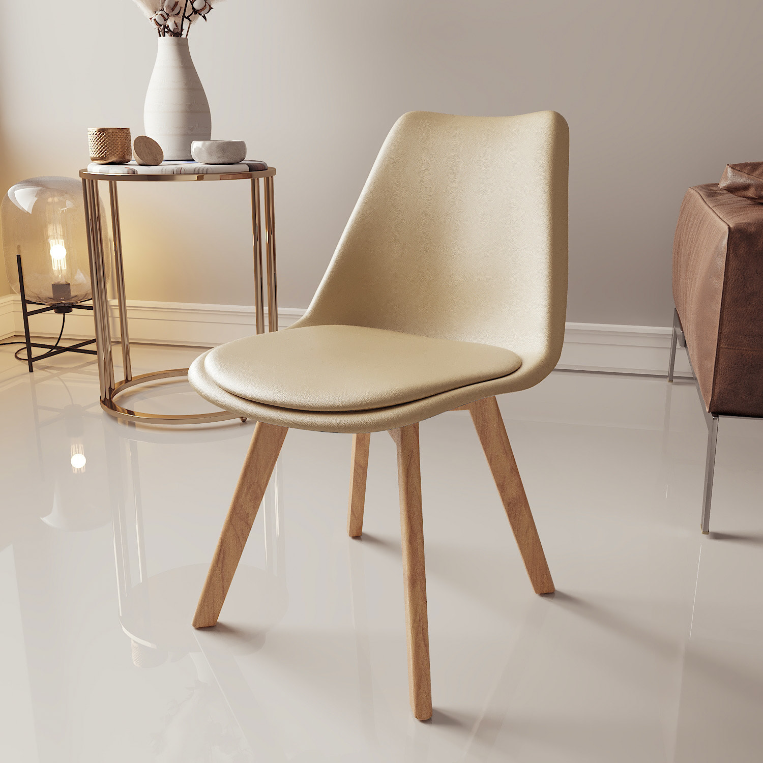 Set Di 4 Sedie Per Sala Da Pranzo Ufficio Con Gambe In Faggio Legno Massello Massiccio Stile Nordico Scandinavo Comoda Seduta Imbottita Ideale Per Sog