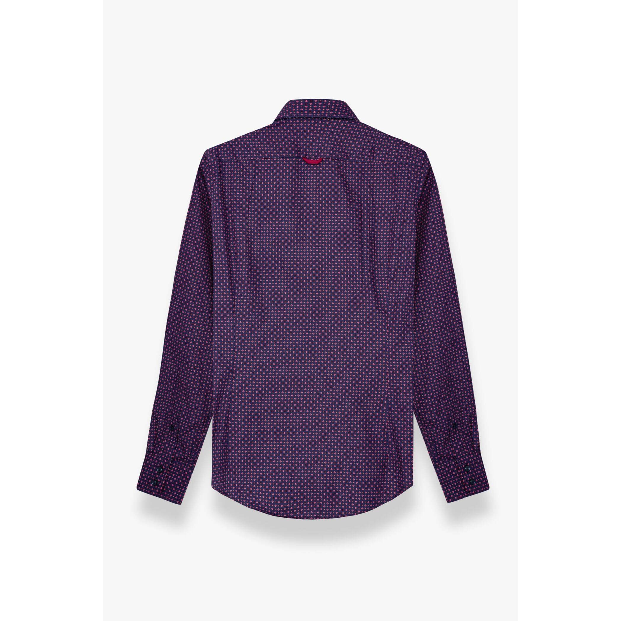 Camicia Uomo 2 Bottoni Button Down 7bottoni Doppio Coll Popeline Stampato melanzana e bordeaux