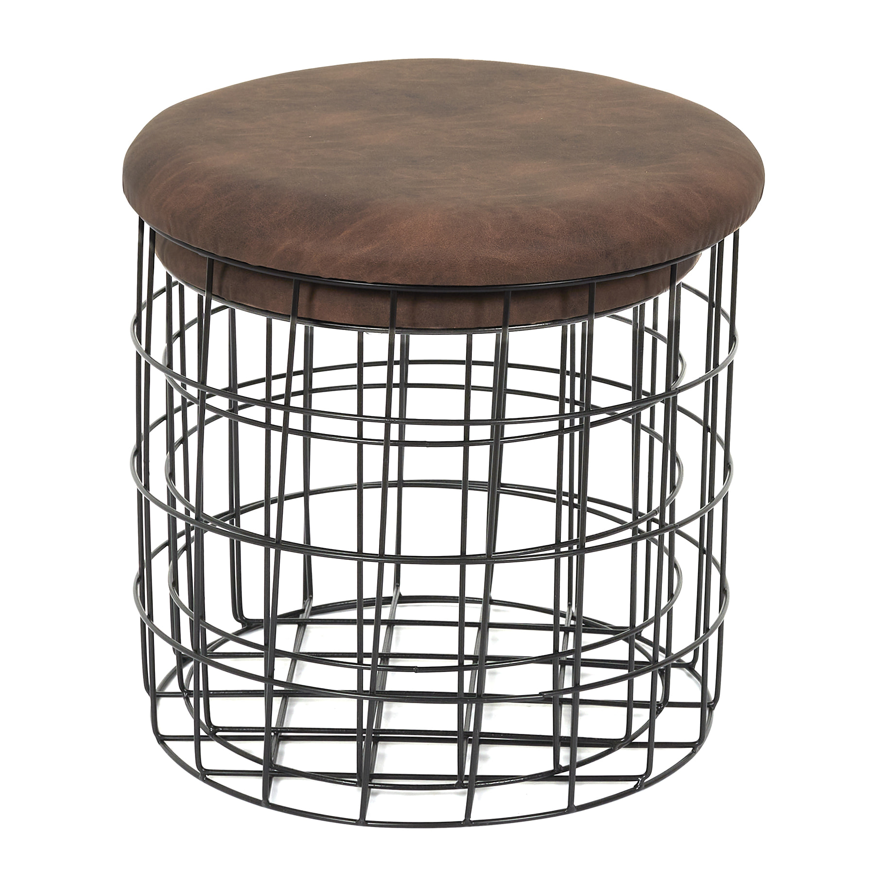 Pouf Gigogne Pu Marron X2